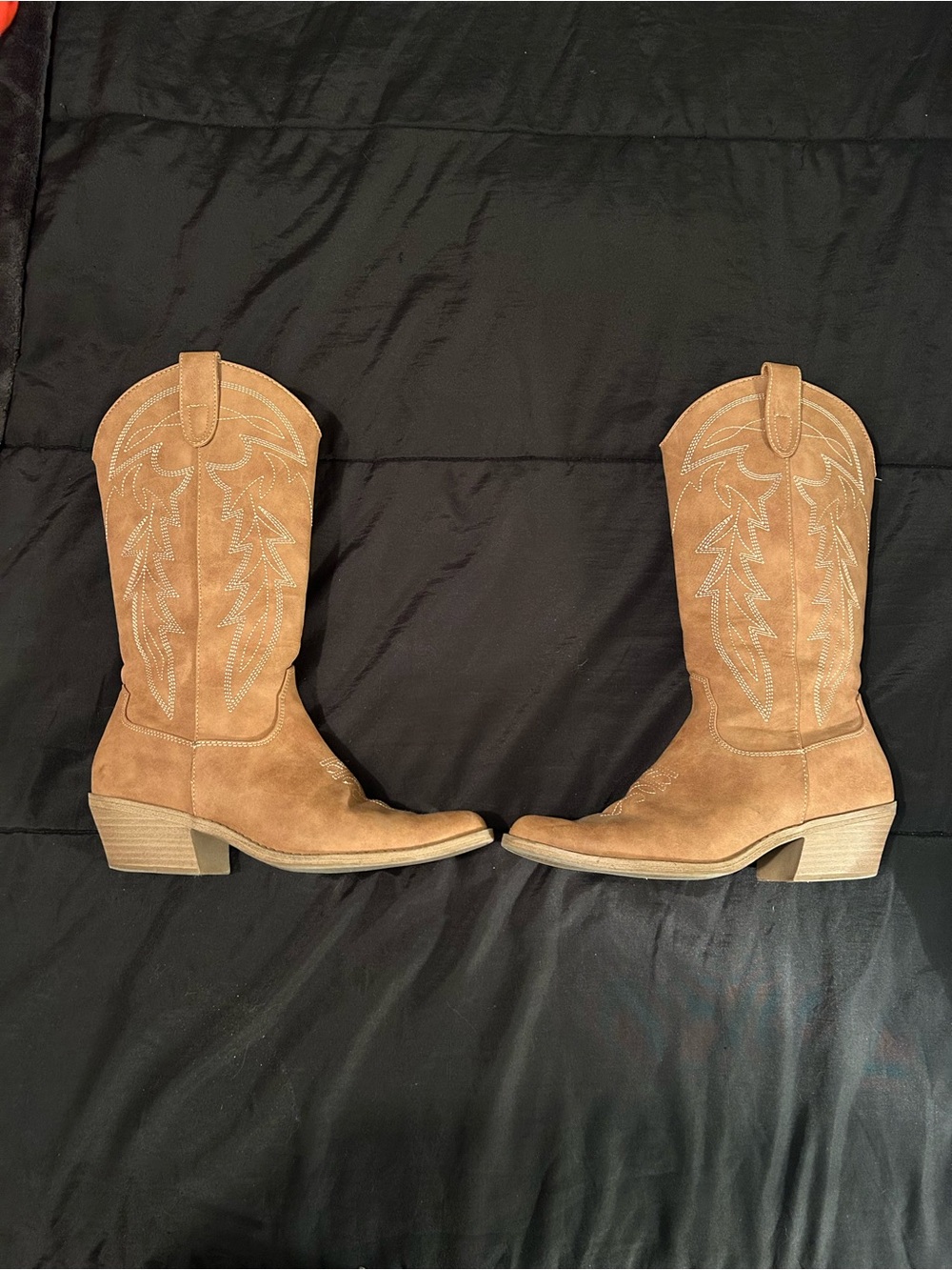 No Boundaries Tan Suede Western Cowgirl Heeled Boots